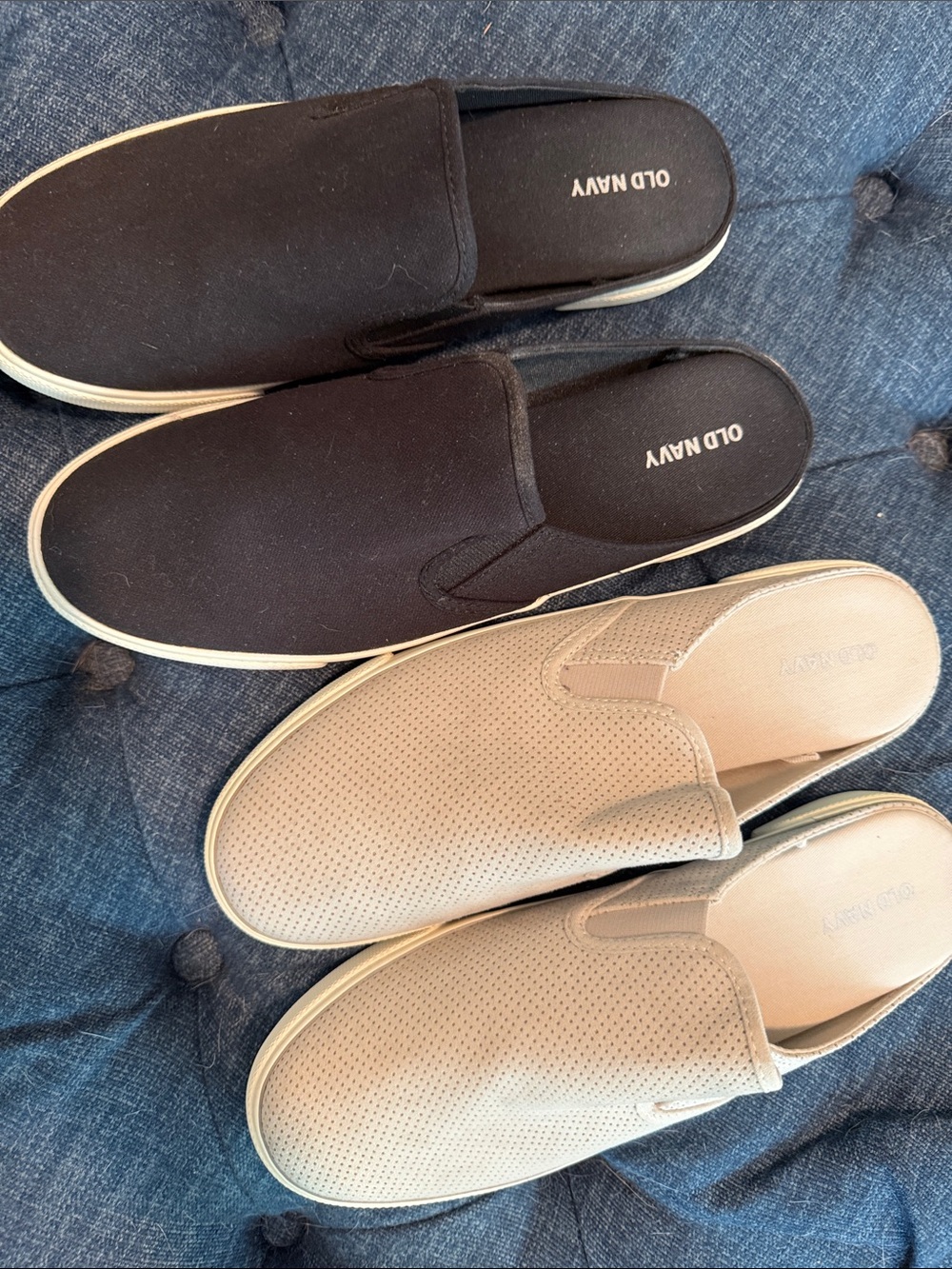 Old Navy Slip-On Loafers in Black and Beige and Taupe